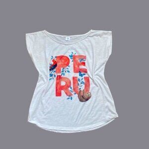 Luna De Paita Ivory Graphic Tee – Women’s Size M – Capped Sleeves